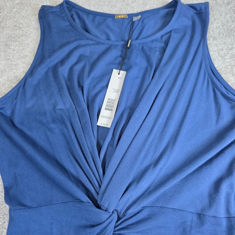 T Tahari Maxi Dress Women Medium Rich Navy Blue Twist Front Sleeveless Jersey‎